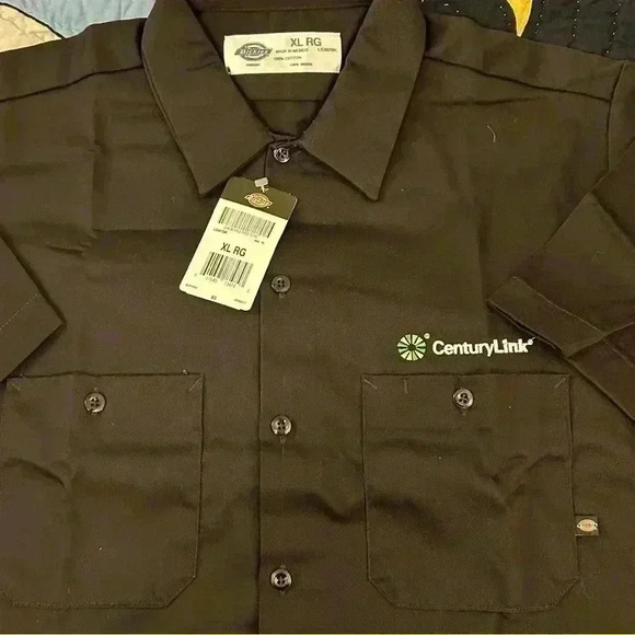 Men’s Dickies Black Short Sleeved Workwear Shirt Green Logo size XL - Picture 6 of 6